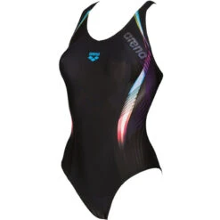 Arena - Fluency V Back Ladies Swimsuit - Black/Turquoise -Swimming Clothing arena fluency v back ladies swimsuit black turquoise 4
