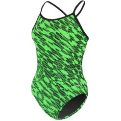 Dolfin - Poly Fusion Matrix String Back Swimsuit - Green -Swimming Clothing dolfin matrix green string back one piece swimsuit 4