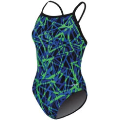 Dolfin - Shatter V-2 Back One Piece Swimsuit - Blue/Green -Swimming Clothing dolfin shatter v 2 back blue green 3