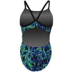 Dolfin - Shatter V-2 Back One Piece Swimsuit - Blue/Green -Swimming Clothing dolfin shatter v 2 back blue green 4