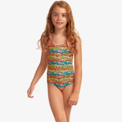 Funkita - Lying Cheet - Toddler Girls Eco Printed One Piece -Swimming Clothing funkita lying cheet toddler girls eco printed one piece 4