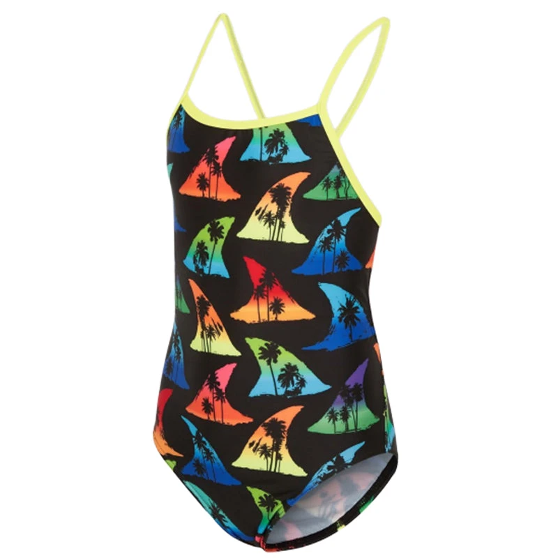 Maru - Shark Bait Pacer Fly Back Girls Swimsuit - Black/Multi 5 Maru - Shark Bait Pacer Fly Back Girls Swimsuit - Black/Multi - Image 3