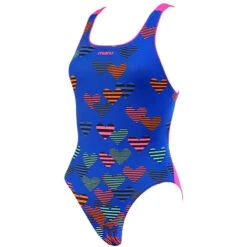 Maru - Heartfelt Pacer Auto Back Girls Swimsuit - Blue/Pink -Swimming Clothing maru heartfelt pacer auto back girls one piece swimsuit blue pink 3