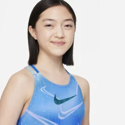 Nike - Girls' Aurora Swoosh Spiderback One Piece (Photo Blue) -Swimming Clothing nike girls aurora swoosh spiderback one piece photo blue 3