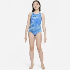 Nike - Girls' Aurora Swoosh Spiderback One Piece (Photo Blue) -Swimming Clothing nike girls aurora swoosh spiderback one piece photo blue 5