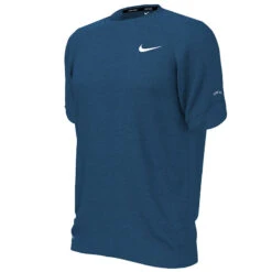 Nike - Heather Short Sleeve Hydroguard (DK Marina Blue) -Swimming Clothing nike heather short sleeve hydroguard dk marina blue 3