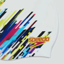 Speedo - Adult Digital Printed Swim Cap - White/Black -Swimming Clothing speedo adult digital printed swim cap white black 3