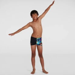 Speedo - Boy's Digital Placement Aquashort - Black/Multi -Swimming Clothing speedo boys digital placement aquashort black multi 7