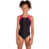 Speedo - Girl's Boom Splice Muscle Back Swimsuit - Black/Electric Pink -Swimming Clothing speedo girls boom splice muscle back swimsuit black electric pink 1