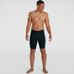 Speedo - Men's Dive Jammer - Black/Grey/Blue -Swimming Clothing speedo mens dive jammer black grey blue 3