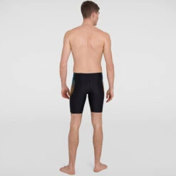 Speedo - Mens Tech Panel Jammer - Black/Mango -Swimming Clothing speedo mens tech panel jammer black mango 3