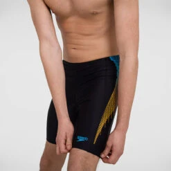 Speedo - Mens Tech Panel Jammer - Black/Mango -Swimming Clothing speedo mens tech panel jammer black mango 6