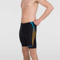 Speedo - Mens Tech Panel Jammer - Black/Mango -Swimming Clothing speedo mens tech panel jammer black mango 7