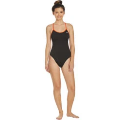 TYR - Hexa Cutoutfit Ladies Swimsuit - Black/Orange -Swimming Clothing tyr hexa cutoutfit ladies swimsuit black orange 3
