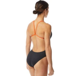 TYR - Hexa Cutoutfit Ladies Swimsuit - Black/Orange -Swimming Clothing tyr hexa cutoutfit ladies swimsuit black orange 4