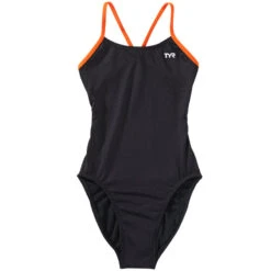 TYR - Hexa Cutoutfit Ladies Swimsuit - Black/Orange -Swimming Clothing tyr hexa cutoutfit ladies swimsuit black orange 6