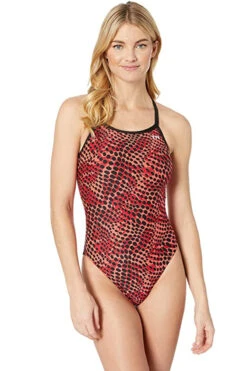 TYR - Swarm Diamondfit Ladies Swimsuit - Red -Swimming Clothing tyr swarm womens diamondfit one piece swimsuit red 610 10