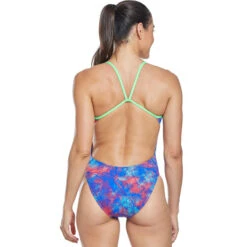 TYR - Canvas Cutoutfit Ladies Swimsuit - Red/Turquoise/Blue -Swimming Clothing tyr women s canvas cutoutfit swimsuit 734 red turquoise blue 3