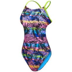 TYR - Sumatra Cutoutfit Ladies Swimsuit - Black/Multi -Swimming Clothing tyr womens black multi sumatra cutoutfit swimsuit 4