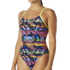 TYR - Sumatra Cutoutfit Ladies Swimsuit - Black/Multi -Swimming Clothing tyr womens black multi sumatra cutoutfit swimsuit 6