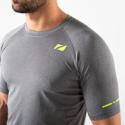 Zone3 - Men's Power Burst T-Shirt - Grey/Neon Yellow -Swimming Clothing zone3 mens power burst t shirt grey neon yellow 3